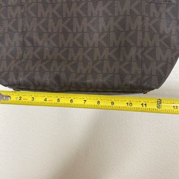 MICHAEL KORS Women’s Logo Monogram Pocket Tote Brown Bag - Picture 4 of 10